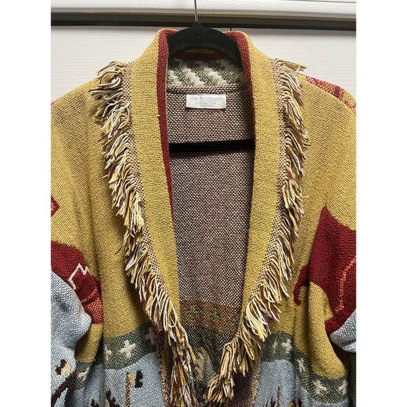 Lew Magram COLLECTION New York Native Indian Sweater Tapestry Chunky Knit EUC - Picture 5 of 12